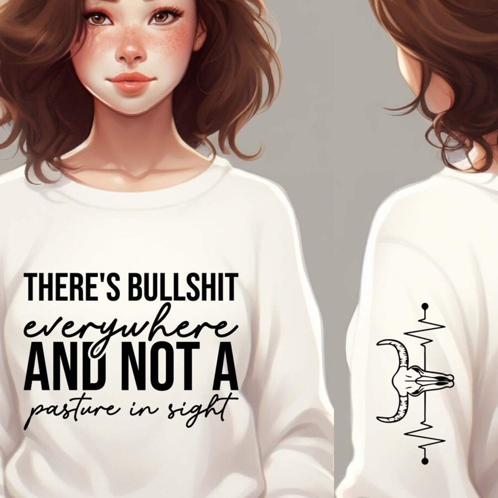 Gildan White Crew Neck Sweater with Graphic Print